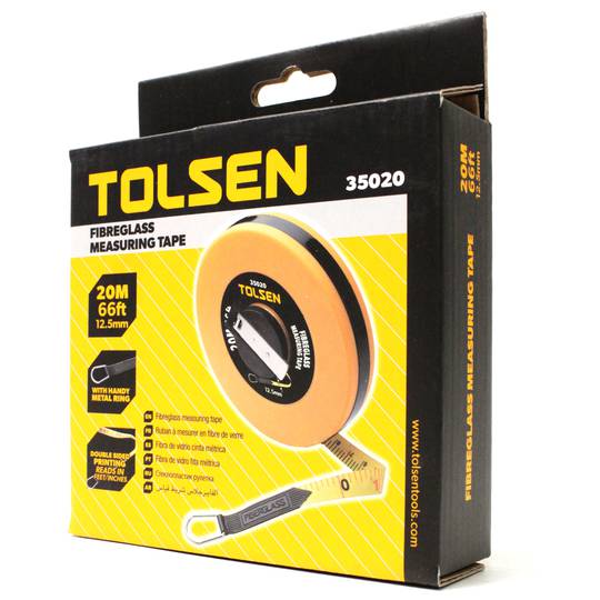 Cinta métrica de fibra de vidrio enrollada de 30m x 12.5mm de herramientas Tolsen