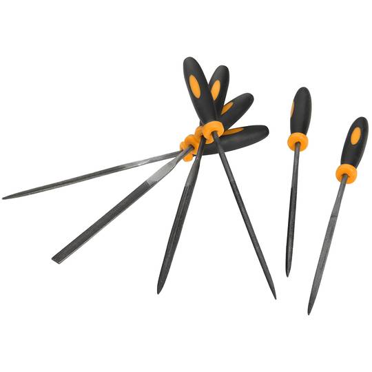 Set of 6 needle files of 100 mm 8 inches