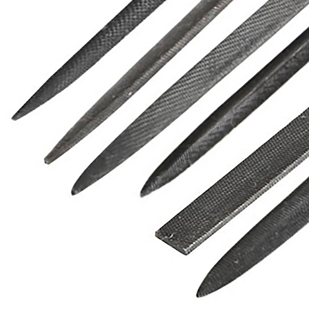 Set of 6 needle files of 100 mm 8 inches