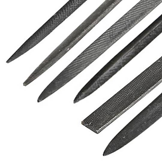 Set of 6 needle files of 100 mm 8 inches