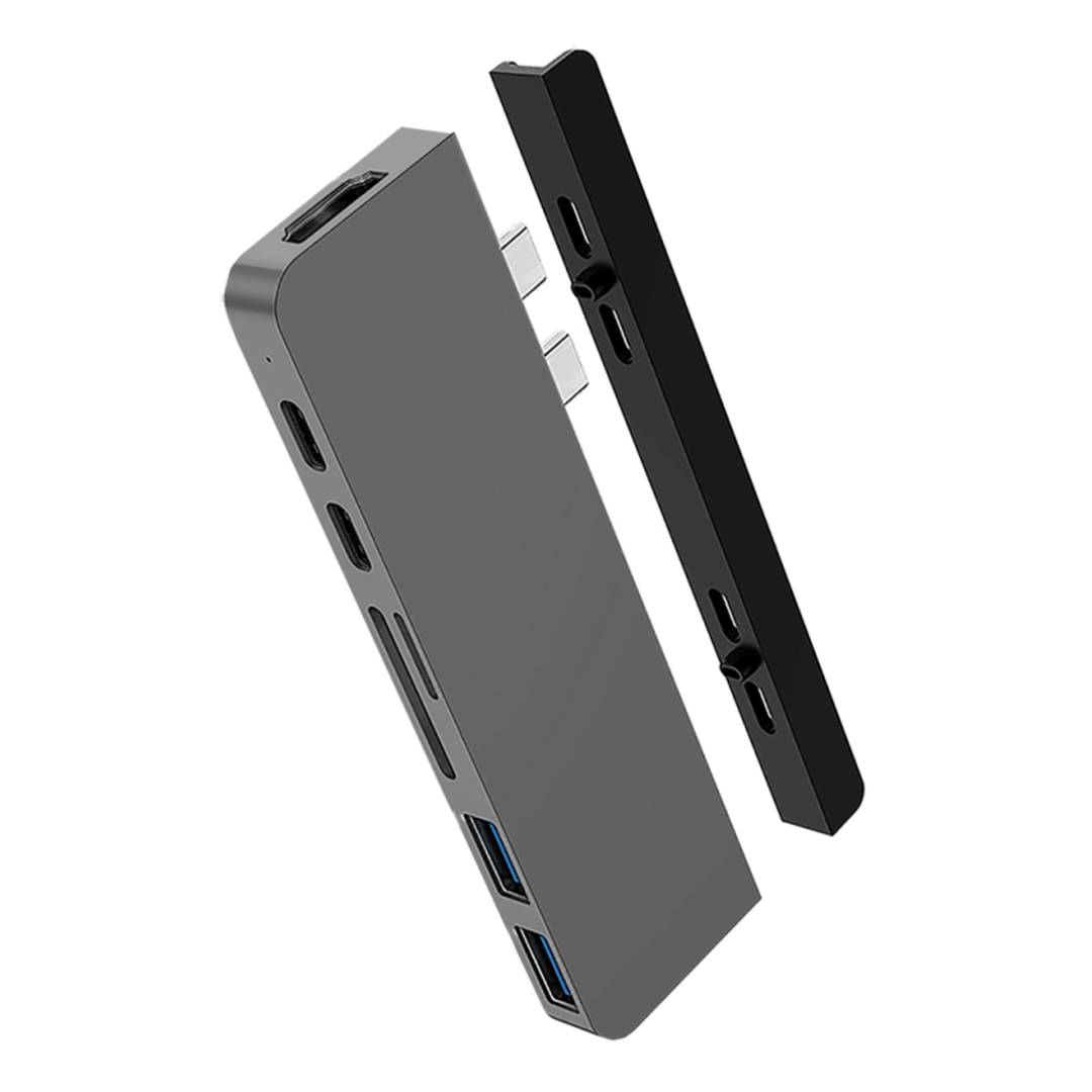 HyperDrive Duo to 2 USB-C 7-Port Adapter for MacBook Pro Hyper Gray HD28C-GRY
