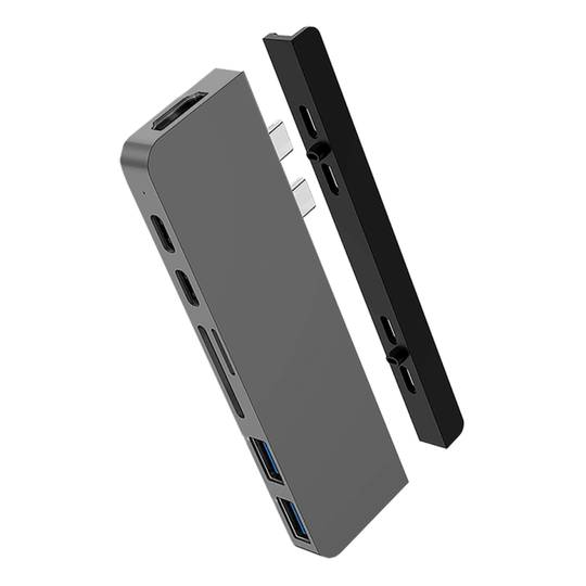 HyperDrive Duo to 2 USB-C 7-Port Adapter for MacBook Pro Hyper Gray HD28C-GRY