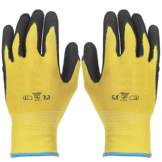 Reabastecimento de armazém em poliéster e luvas de trabalho com revestimento de poliuretano, tamanho M, compatíveis com telas sensíveis ao toque