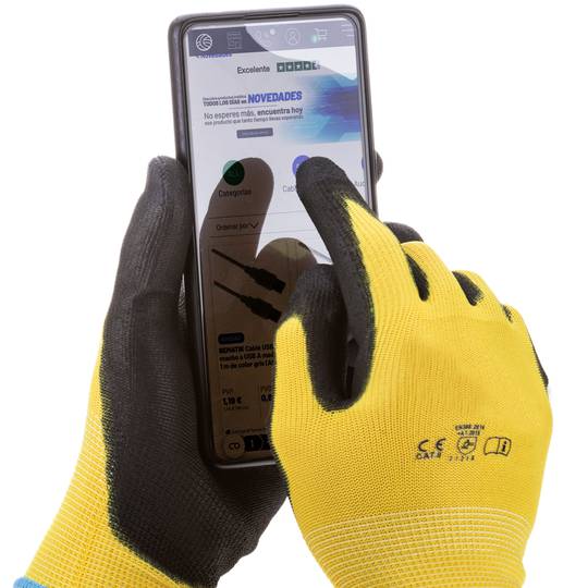 Reabastecimento de armazém em poliéster e luvas de trabalho com revestimento de poliuretano, tamanho M, compatíveis com telas sensíveis ao toque