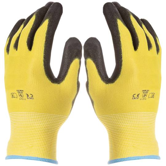 Reabastecimento de armazém em poliéster e luvas de trabalho com revestimento de poliuretano, tamanho M, compatíveis com telas sensíveis ao toque