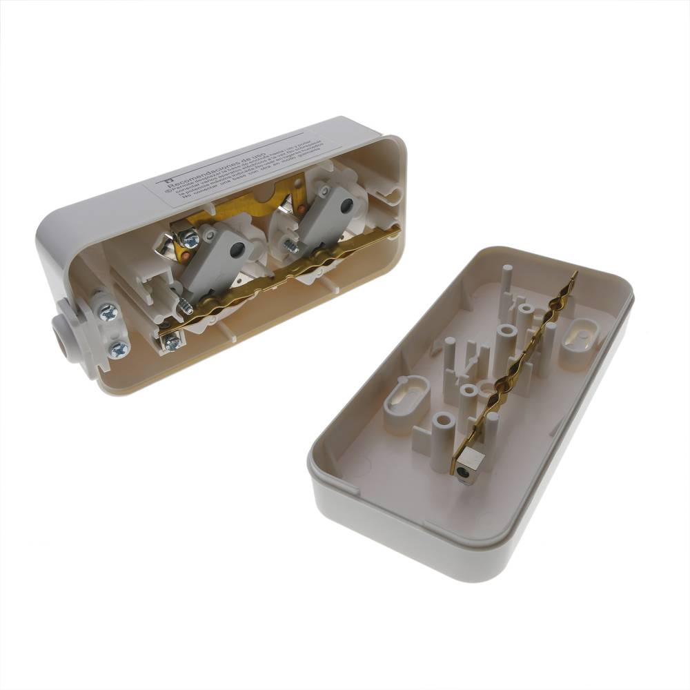 Base de 2 enchufes schuko 16A 230V 3680W TT 54 x 118 x 42 mm