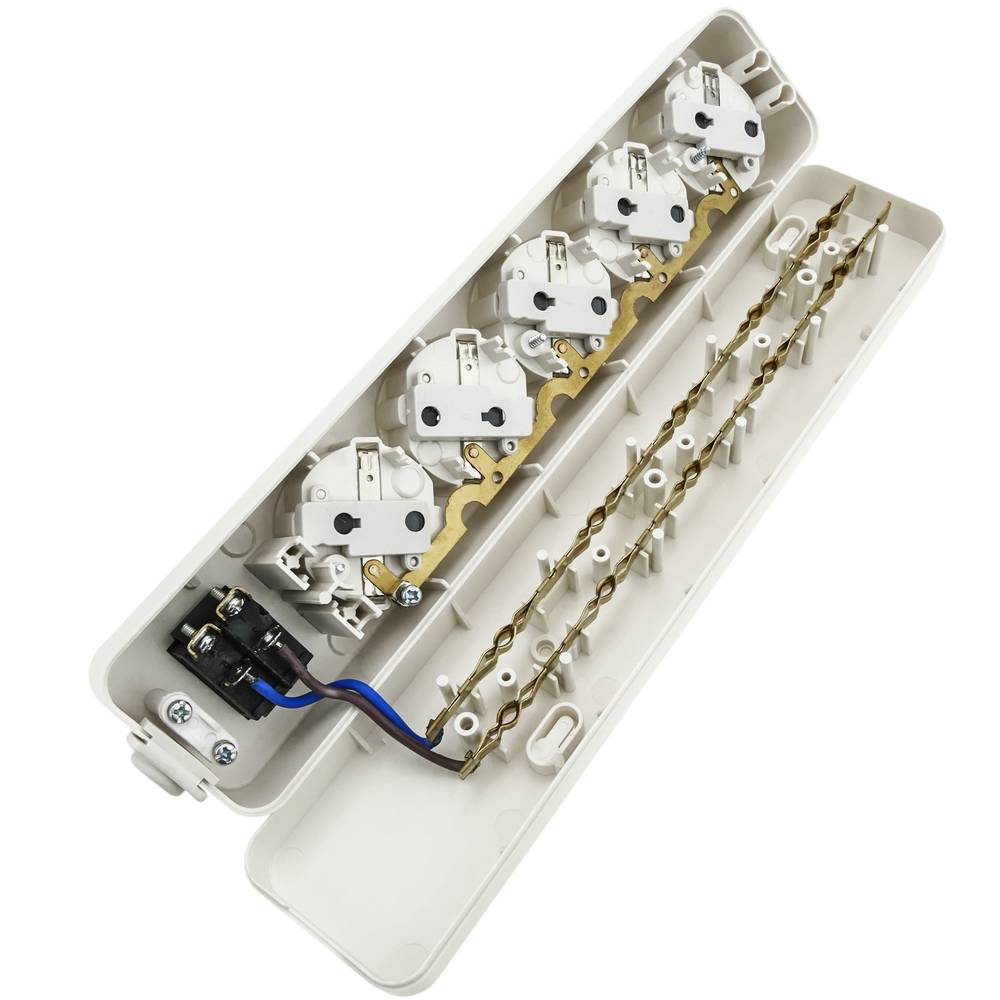 Base de 5 enchufe schuko 16A 250V 3680W TT 54 x 275 x 42 mm con interruptor