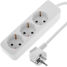 Stopcontact 3 schuko 16A 230V wit met 1,5m kabel