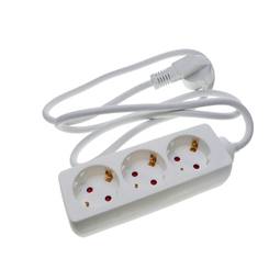 Steckdosenleiste 3 Schuko 16A 230V weiß mit 3m Kabel