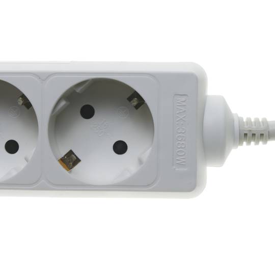 Barrette d'alimentation 4 schuko 16A 230V blanc avec câble de 1,5 m