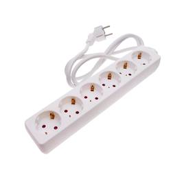 Faixa de força 6 schuko 16A 250V branco com cabo de 1,5m