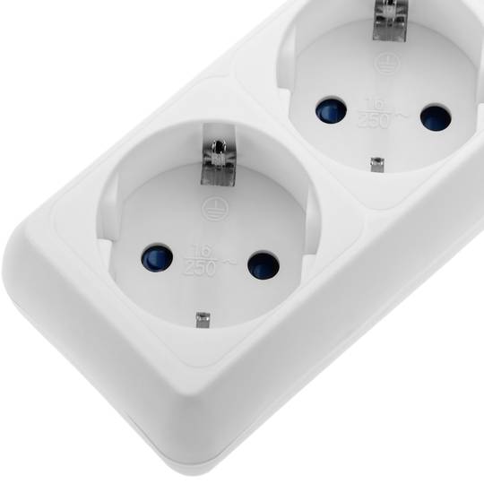 Steckdosenleiste 6 Schuko 16A 230V weiß mit 3m Kabel