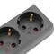 Stopcontact 4 schuko 16A 250V zwart met 1,5 m kabel