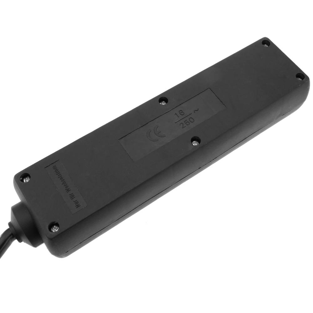 Stopcontact 4 schuko 16A 250V zwart met 1,5 m kabel