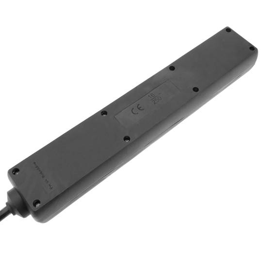 Wtyczka 6 schuko 16A 250V czarna z kablem 1,5 m
