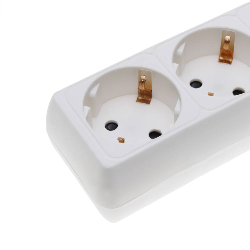 Regleta de enchufes 3 schuko 16A 230V blanca con interruptor y cable de 1.5m