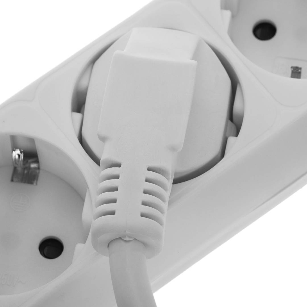 Barrette d'alimentation 4 schuko 16A 230V blanc avec interrupteur et câble de 3m