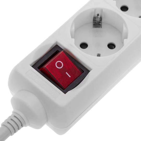 Ciabatta elettrica 5 schuko 16A 230V bianca con interruttore e cavo 3m
