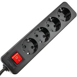 Steckdosenleiste 4 fach 16A 230V schwarz mit schalter und 1.5m elektrische drähte