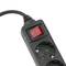 Regleta d'endolls 6 schuko 16A 230V  negra amb interruptor i cable de 1.5m