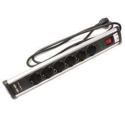 Multiprise 6 prises 16A 250V avec 2 USB et parafoudre