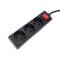 Regleta d'endolls 3 schuko 16A 230V negra amb interruptor i cable de 3m