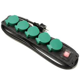 Tira de alimentação IP44 para schuko exterior 16A 250V com interruptor e cabo de 1,5 m
