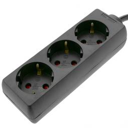 Steckdosenleiste 3 fach 16A 250V schwarz mit 3 m elektrische drähte