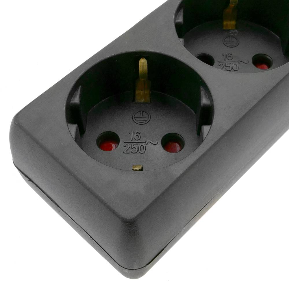 PDU strip 3 way 16A 250V black with 3 m electrical wire