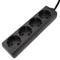 Stopcontact 4 schuko 16A 250V zwart met 3m kabel