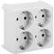 White quadruple schuko multiplier plug adapter