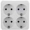 White quadruple schuko multiplier plug adapter