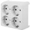 White quadruple schuko multiplier plug adapter