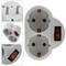 Weißer 250-VAC-Doppel-Schuko-Stecker mit Schalter