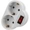 Weißer 250-VAC-Doppel-Schuko-Stecker mit Schalter