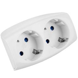 Stekkeradapter multiplier schuko dubbel wit