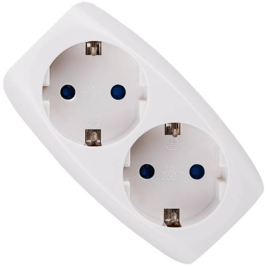 Adattatore moltiplicatore schuko doppio bianco