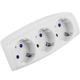 Drievoudige witte schuko plug adapter multiplier