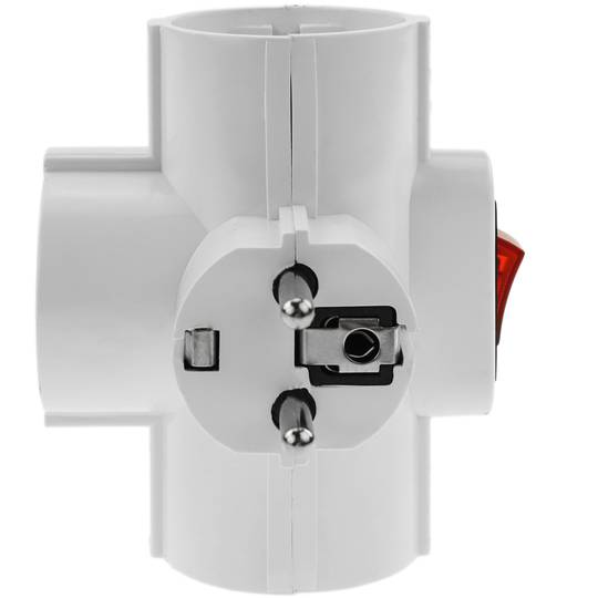 Plug 220VAC White Triple schuko with Switch
