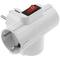 Plug 220VAC White Triple schuko with Switch