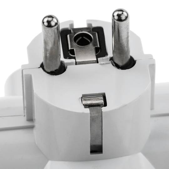Plug 220VAC White Triple schuko with Switch