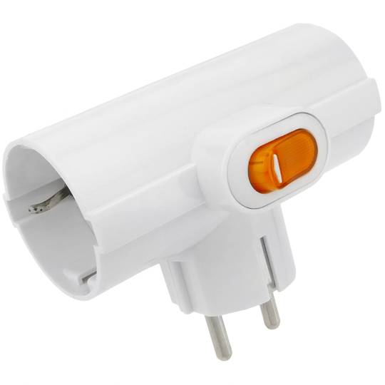 Multiplier pin plug schuko triple white with switch