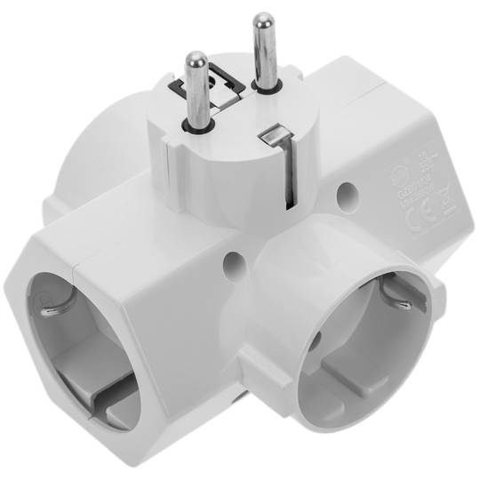 Multiplier pin plug quadruple schuko white
