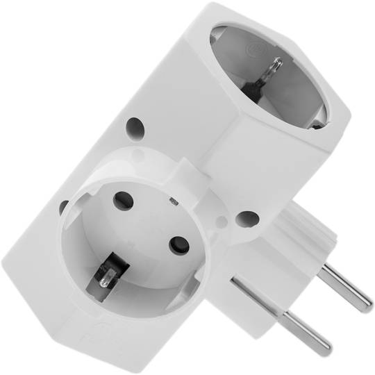 Multiplier pin plug quadruple schuko white