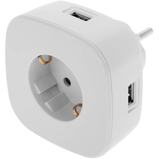 Schuko socket with 2 USB ports and 1 USB-C white