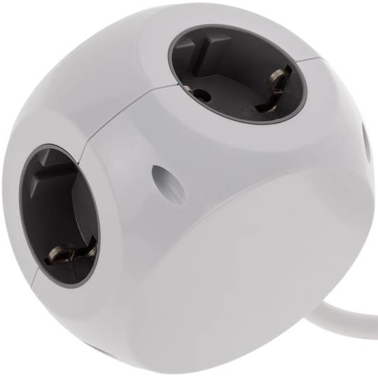 3-socket Schuko socket with 2 USB ports and 2 USB-C white cube sockets