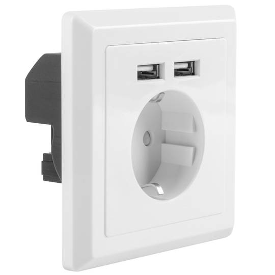 Gniazdo ścienne Lanberg Schuko 230V z dwoma USB 2.1A