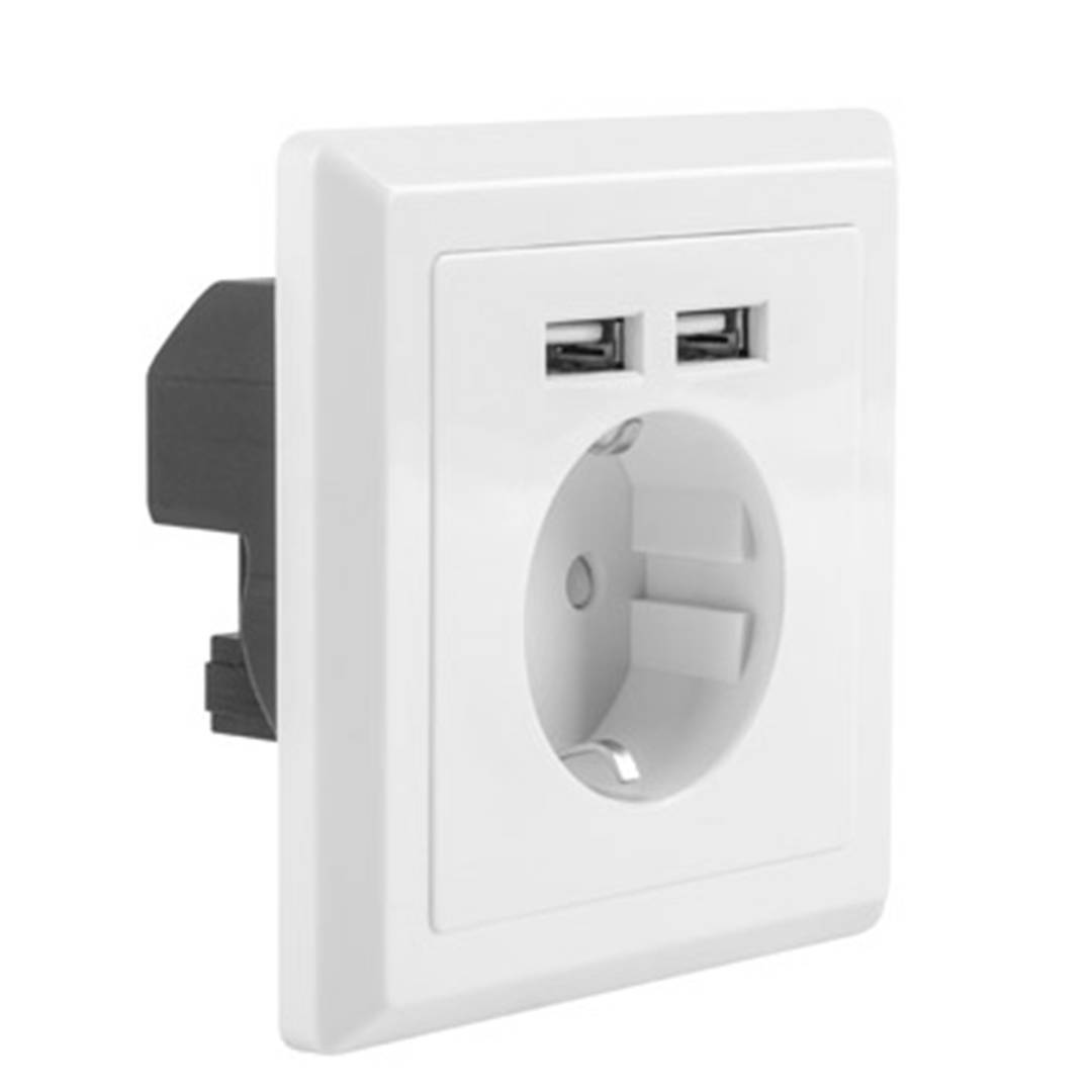  Enchufe de pared eléctrico doble puerto USB 220-250V 16A  enchufe de la UE : Herramientas y Mejoras del Hogar