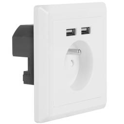 Schuko-Steckdose mit USB 2 x A Buchse 86x86mm zum Unterputzen weiß von Lanberg AC-WS01-USB2-E