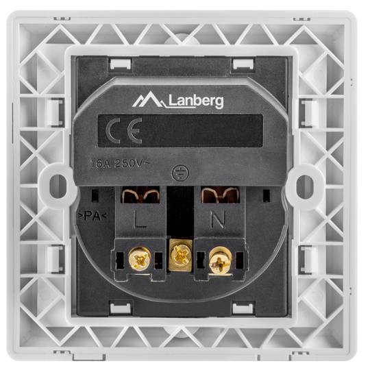 Schuko socket outlet with USB 2 x A female 86x86mm for embedding white by Lanberg AC-WS01-USB2-E